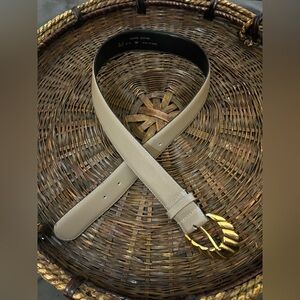 Tan Leather Belt with Gold Buckle by Magid, sz M